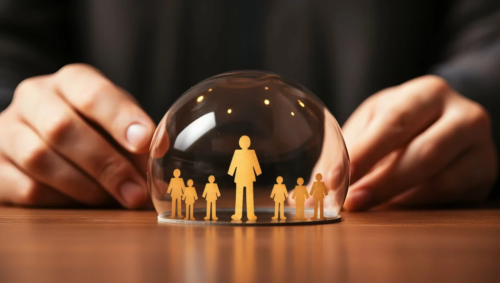 Protection famille sous cloche verre prévoyance assurance