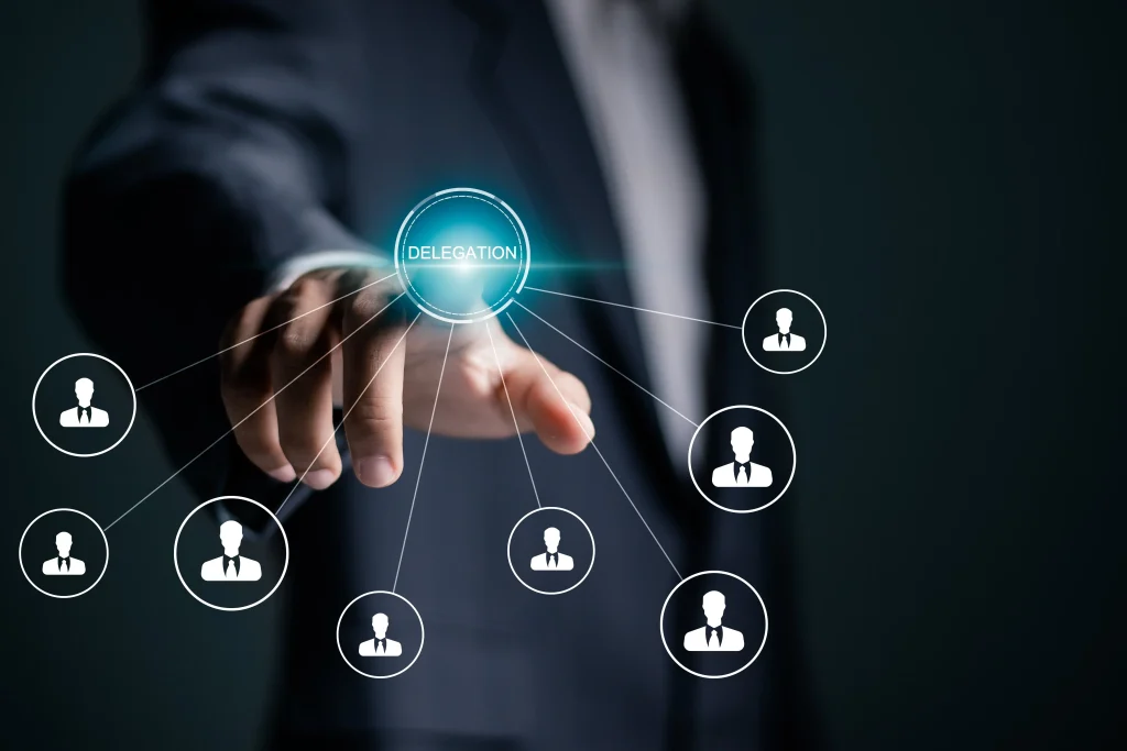 Délégation de gestion illustrée par réseau hiérarchique connecté